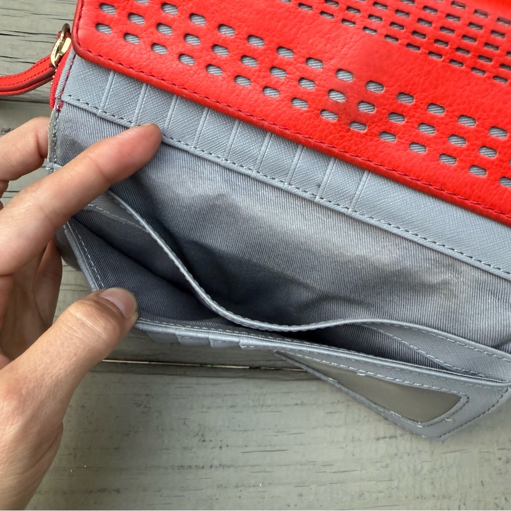 Fossil Red Leather Wallet Wristlet - Picture 13 of 16